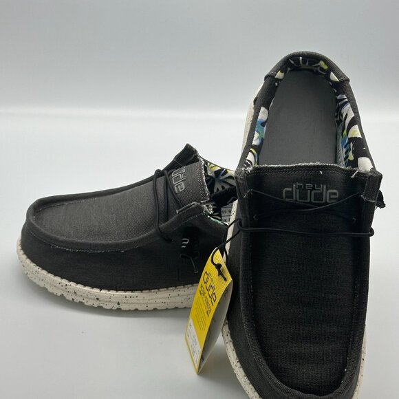 HEY DUDE Men Wally Stretch Black Size 9 lace up loafers men - Picture 14 of 16